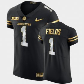 #1 Justin Fields Golden Edition Ohio State Buckeyes 2020-21 Authentic Men's Black Jersey 217097-549 #1 Justin Fields Golden Edition Ohio State Buckeyes 2020-21 Authentic Men's Black Jersey 217097-549