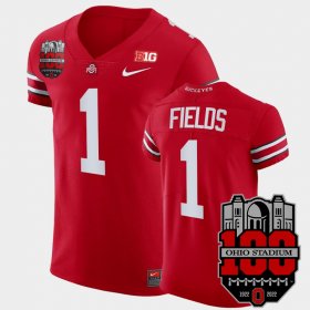 #1 Justin Fields College Football Ohio State 100th Year Stadium Anniversary Big Ten MVP Mens Scarlet Jersey 233981-455 #1 Justin Fields College Football Ohio State 100th Year Stadium Anniversary Big Ten MVP Mens Scarlet Jersey 233981-455