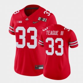 #33 Master Teague III 2021 National Championship OSU Womens Scarlet Jersey 469499-616 #33 Master Teague III 2021 National Championship OSU Womens Scarlet Jersey 469499-616