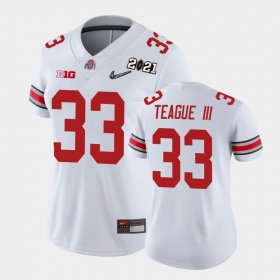 #33 Master Teague III 2021 National Championship OSU Women White Jersey 301726-565 #33 Master Teague III 2021 National Championship OSU Women White Jersey 301726-565