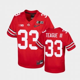 #33 Master Teague III 2021 National Championship Ohio State Buckeyes Youth Scarlet Jersey 517562-909 #33 Master Teague III 2021 National Championship Ohio State Buckeyes Youth Scarlet Jersey 517562-909